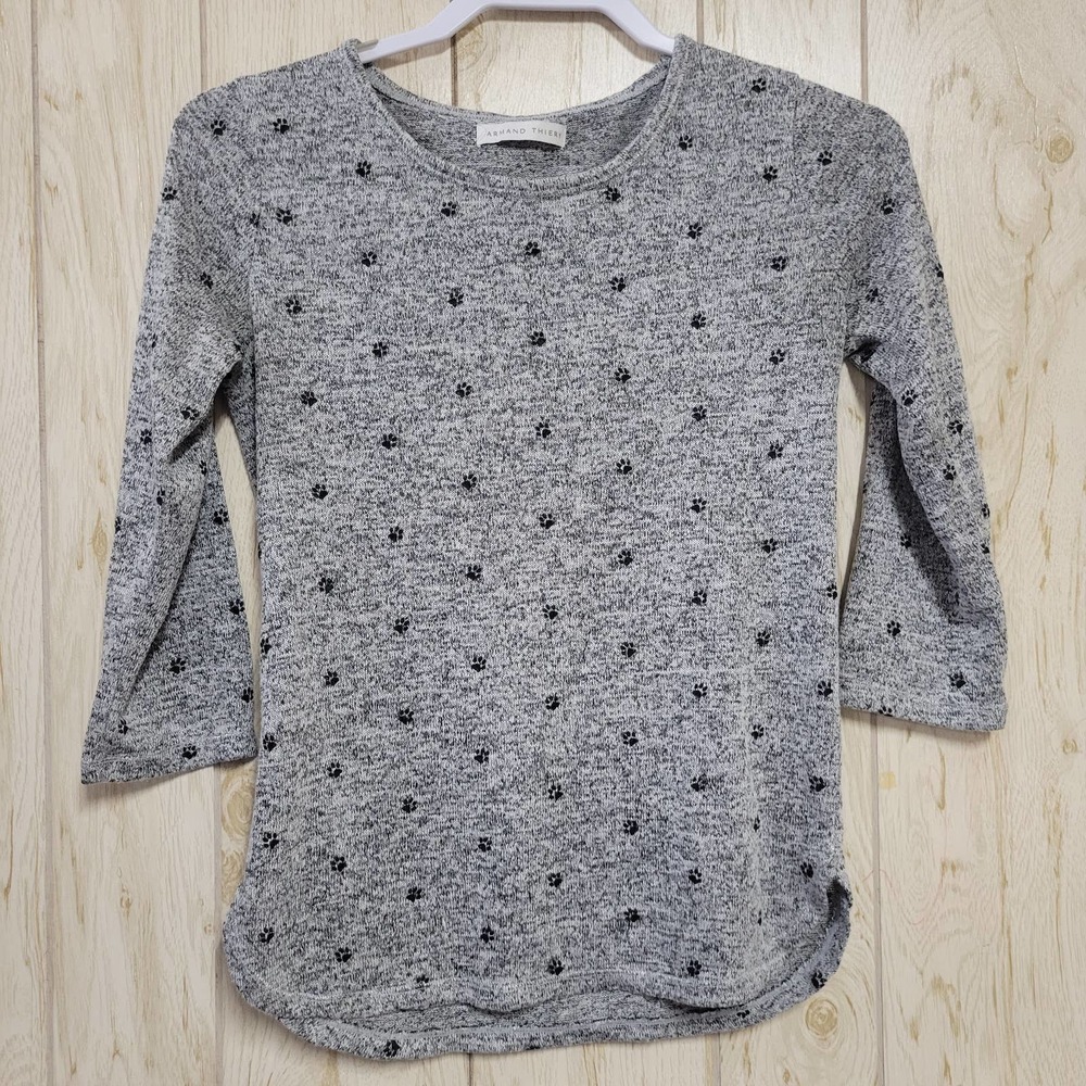 ARMAND THIERY Gray Black paw 3/4 Sleeve blouse